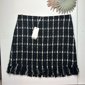 NWT Tory Burch Marisol Black and White Plaid Skirt - 10